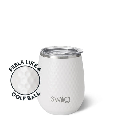 14oz Stemless Wine in Golf Ball White