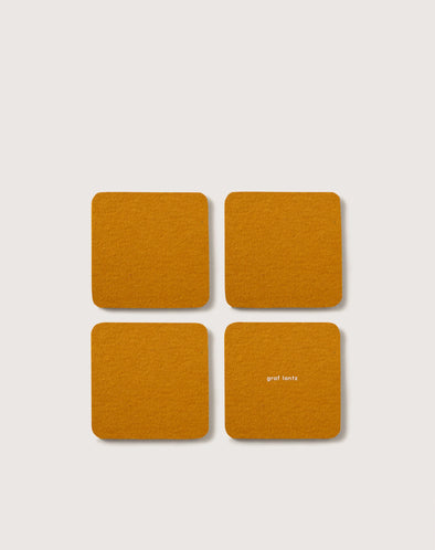 Bierfilzl Merino Wool Square Coaster Solid 4 Pack in Tumeric