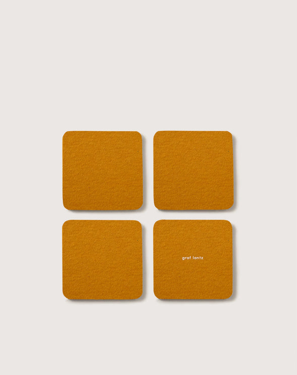 Bierfilzl Merino Wool Square Coaster Solid 4 Pack in Tumeric