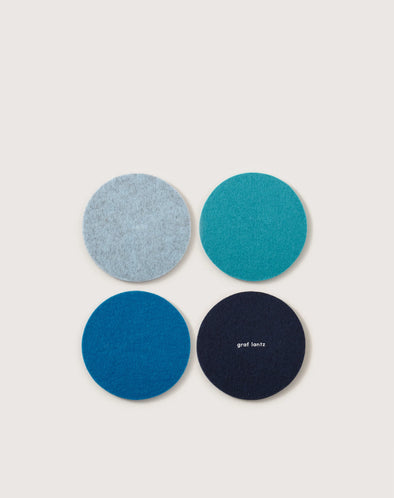 Bierfilzl Merino Wool Round Coaster Multi 4 Pack in Ocean
