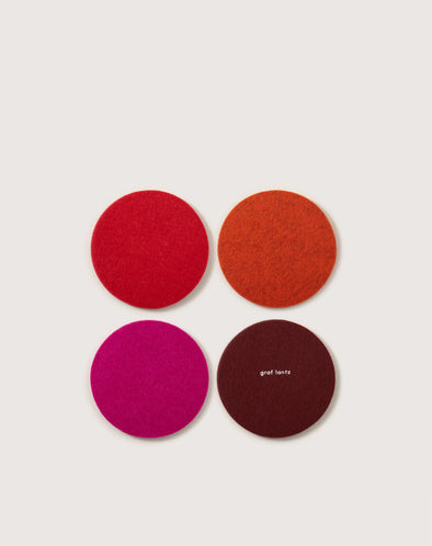 Bierfilzl Merino Wool Round Coaster Multi 4 Pack in Bordeaux