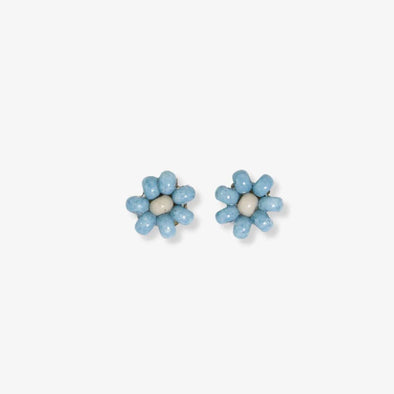 Tina Two Color Beaded Post Earrings Light Blue