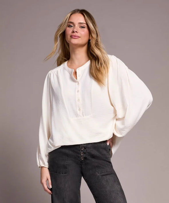 Mandarin Collar Blouse in Eggshell