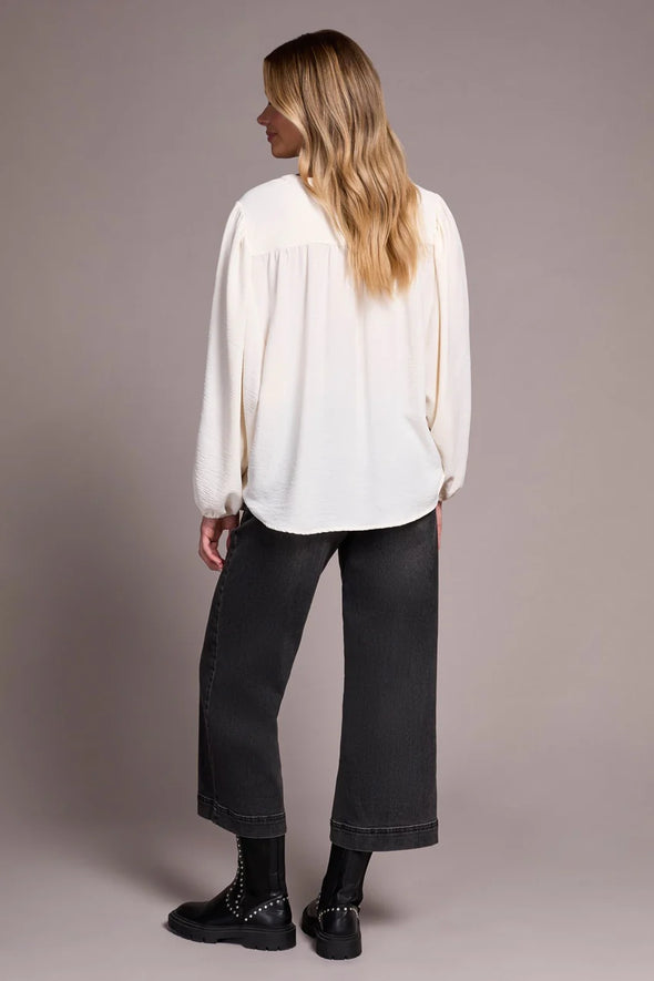 Mandarin Collar Blouse in Eggshell