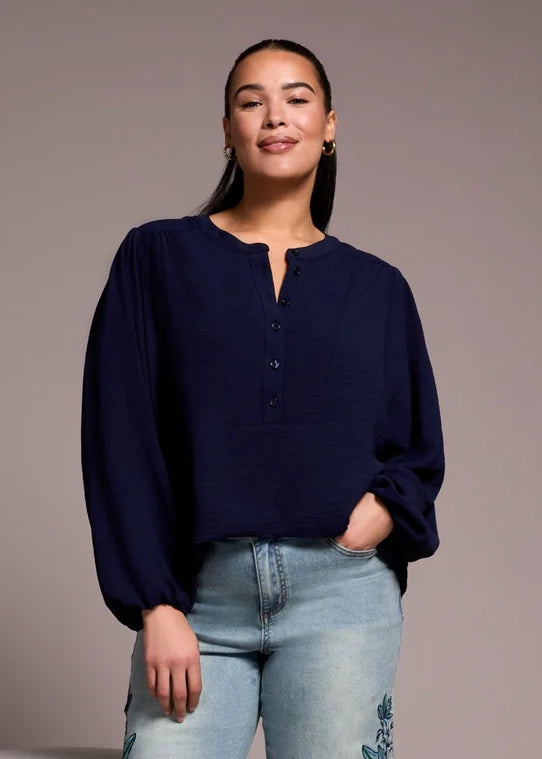 Mandarin Collar Blouse in Nightfall