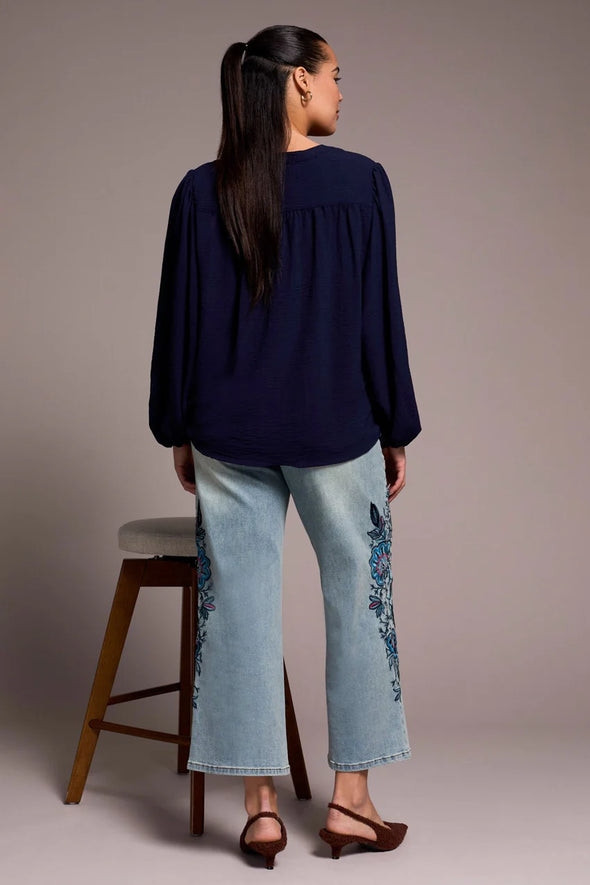 Mandarin Collar Blouse in Nightfall