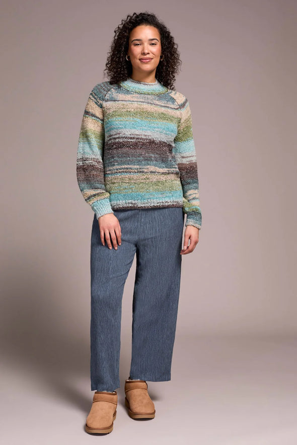 Boucle Mock Neck Sweater in Aquahaze