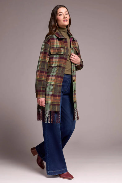 Shacket with Fringe Hem in Passion Plum