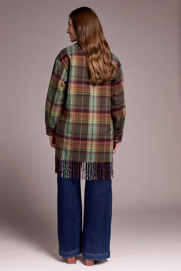 Shacket with Fringe Hem in Passion Plum