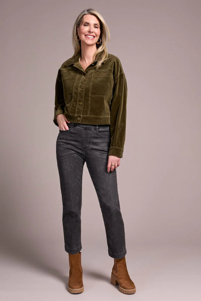 Button Front Corduroy Jacket in Ivy