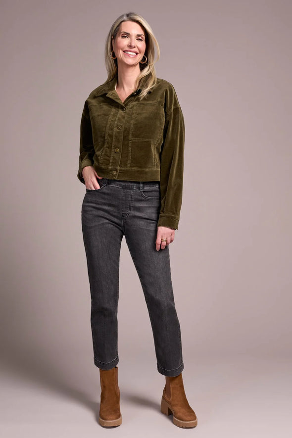 Button Front Corduroy Jacket in Ivy