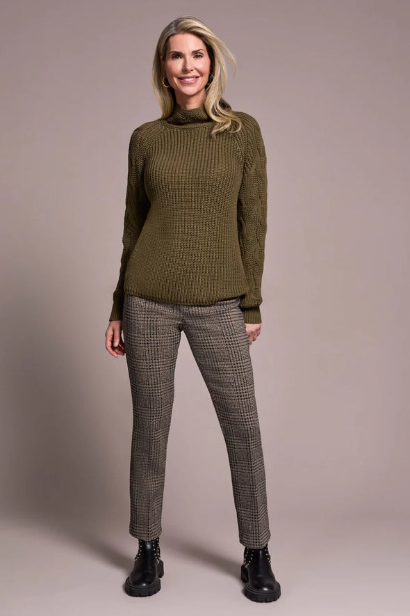 Cable Mock Neck Sweater in Ivy