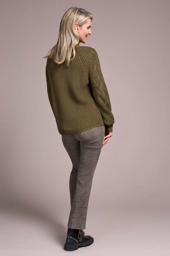 Cable Mock Neck Sweater in Ivy