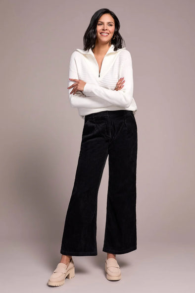 Wide Leg Corduroy Trousers in Black