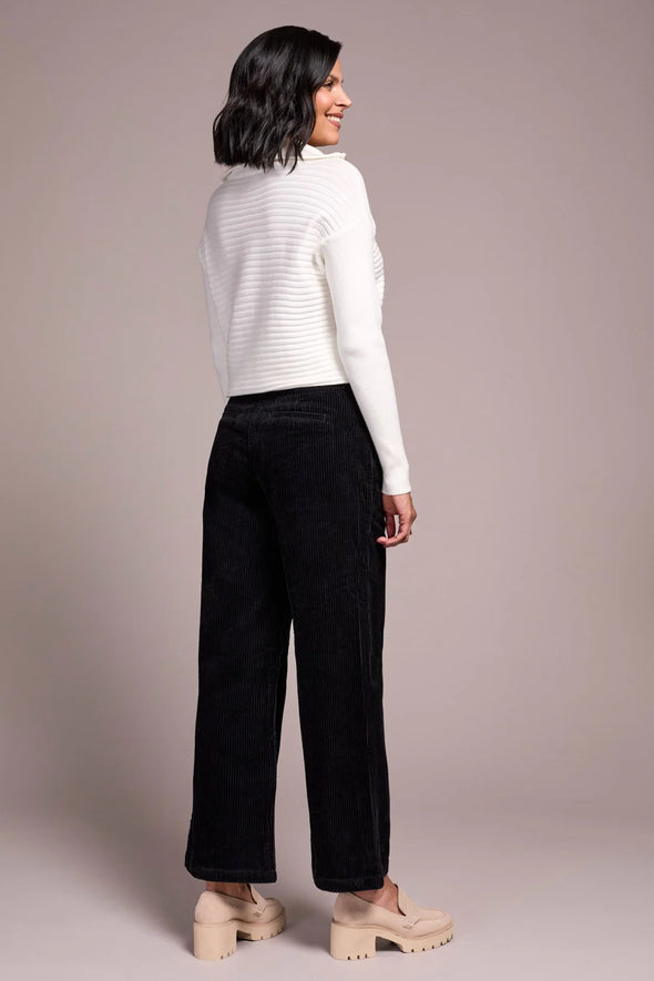 Wide Leg Corduroy Trousers in Black