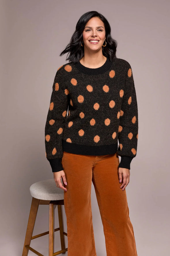 Eyelash Polka Dot Sweater in Black