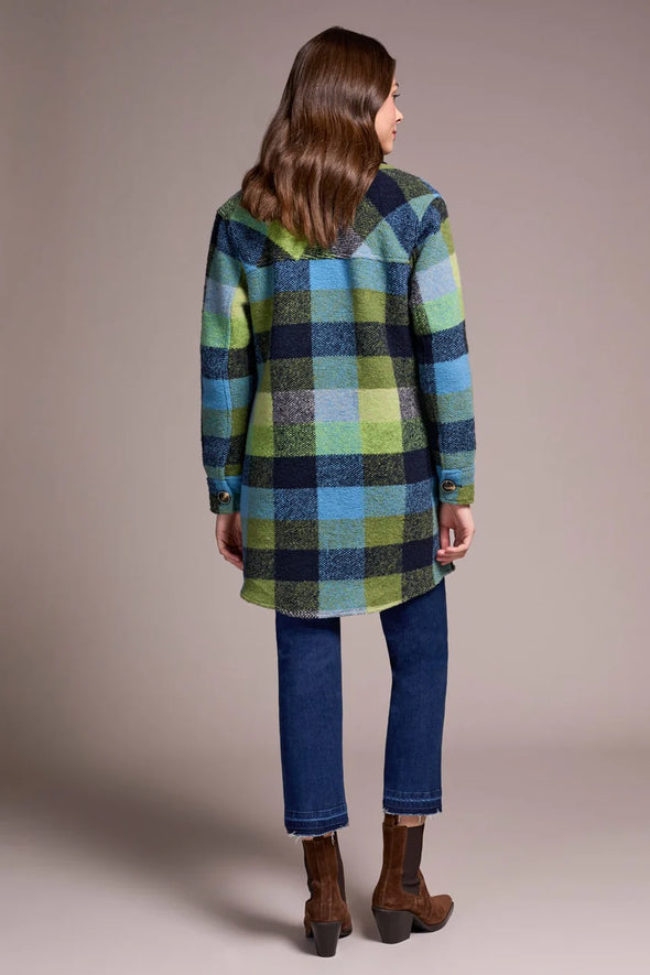 Knit Plaid Shacket in Nightfall