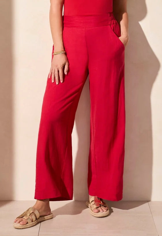 Linen Ankle Pants in Cherry