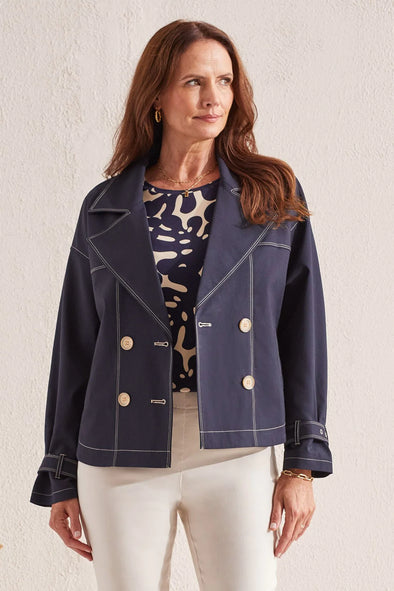 Nautical Double Breasted Jacket in Jet Blue