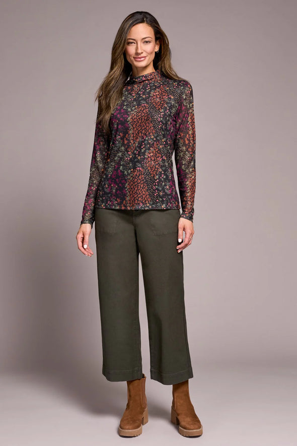 Mesh Turtleneck Top in Plumwine