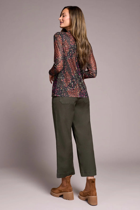 Mesh Turtleneck Top in Plumwine