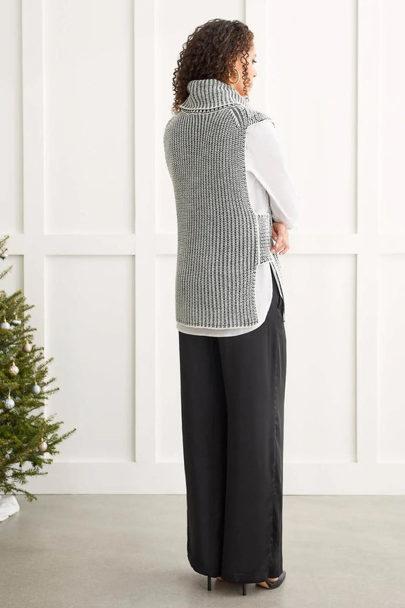 Plaited Cowl Neck Sweater in Black