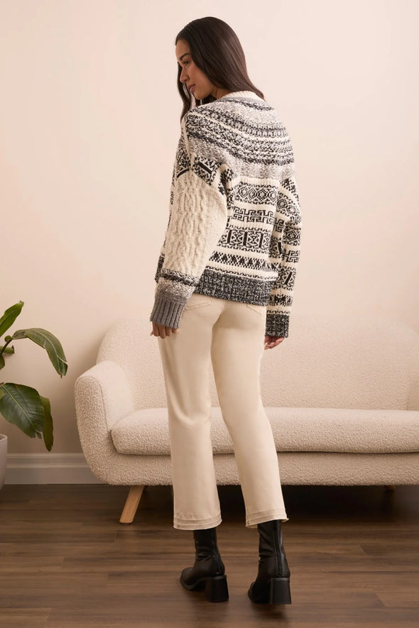 Multi Knit Cardigan in M Cream