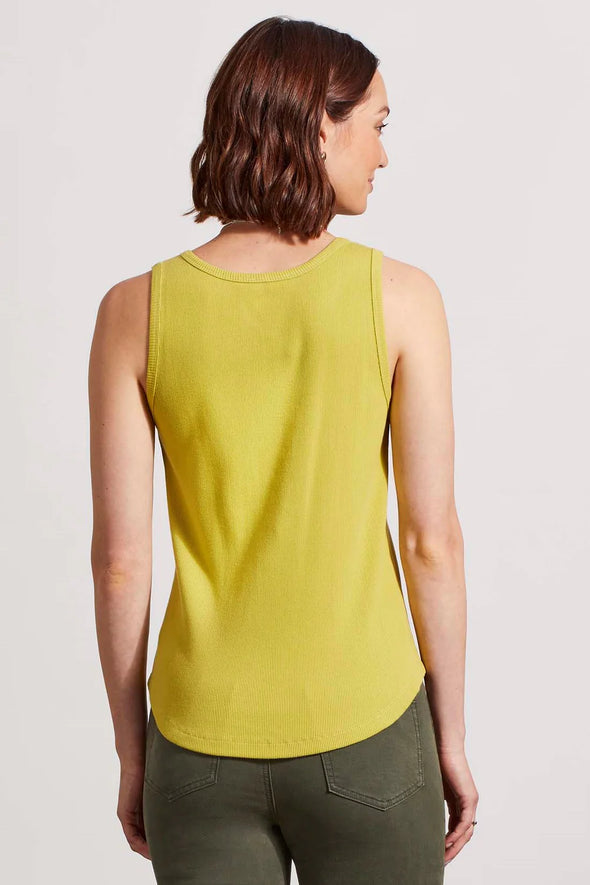 Cotton Henley Tank Top in Pear