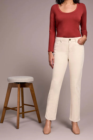Straight Leg Corduroy Pants in Moonstone