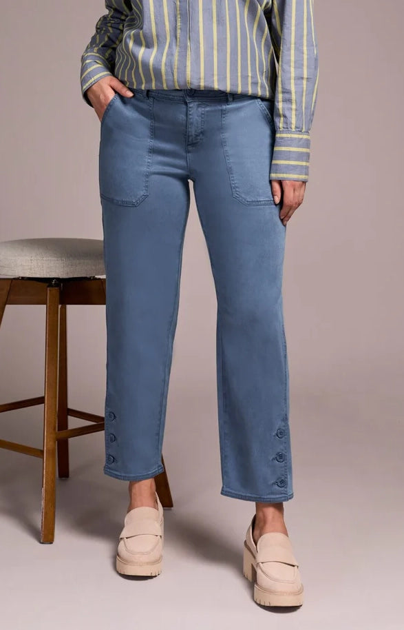 Patch Pocket Ankle Pant in Slate Blue