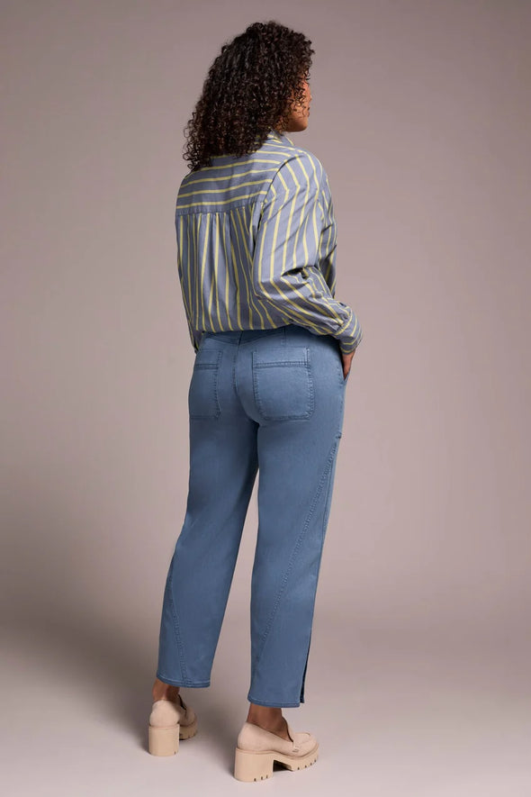 Patch Pocket Ankle Pant in Slate Blue
