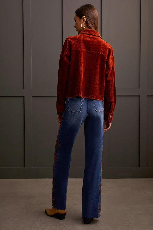 Crop Corduroy Shacket in Pumpkin Spice