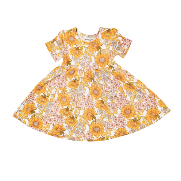 Twirly Short Sleeve Dress in Sunflower Child
