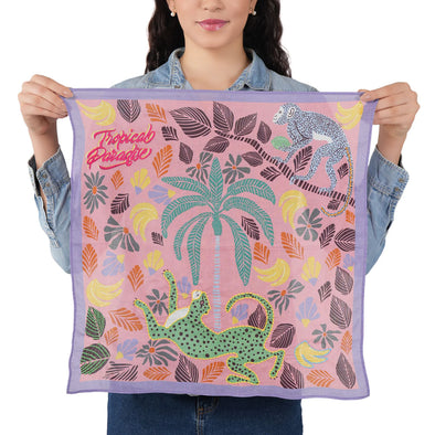 Tropical Paradise Cotton Bandana in Pink Daisy