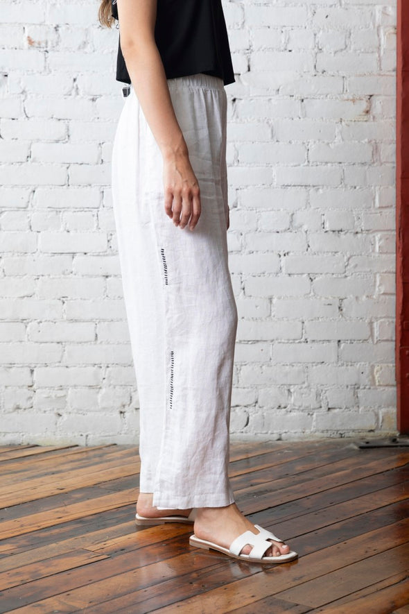 Linen Ankle Pants in White