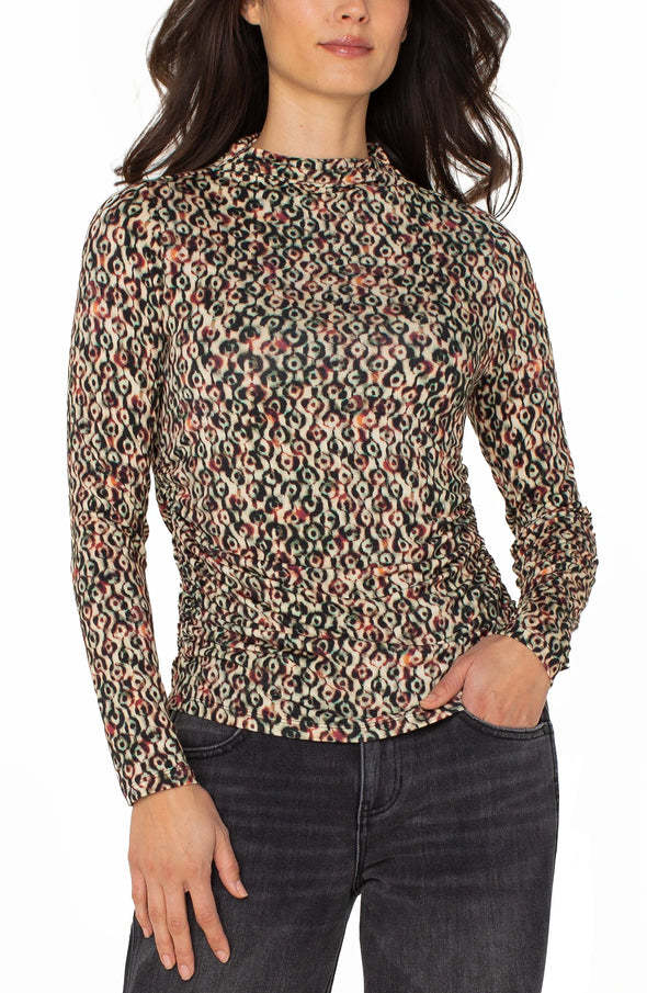 Mockneck Top in Multi Geo Ikat