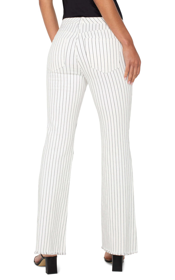 Hannah Hi-Rise Flare in White/Black Pinestripe