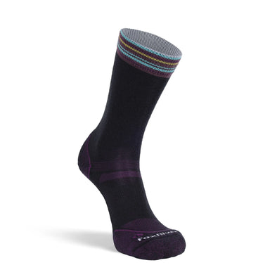 Stripe Medium Weight Crew Hiking Sock in Black
