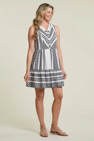 Cotton Sleeveless Mini Dress in Black
