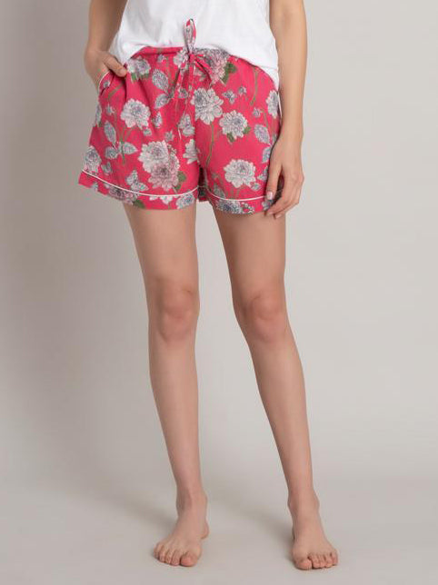 Cotton Pajama Shorts in Dahlia Multi