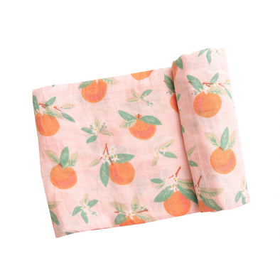 Muslin Swaddle Blanket in Pretty Peaches 47 x 47