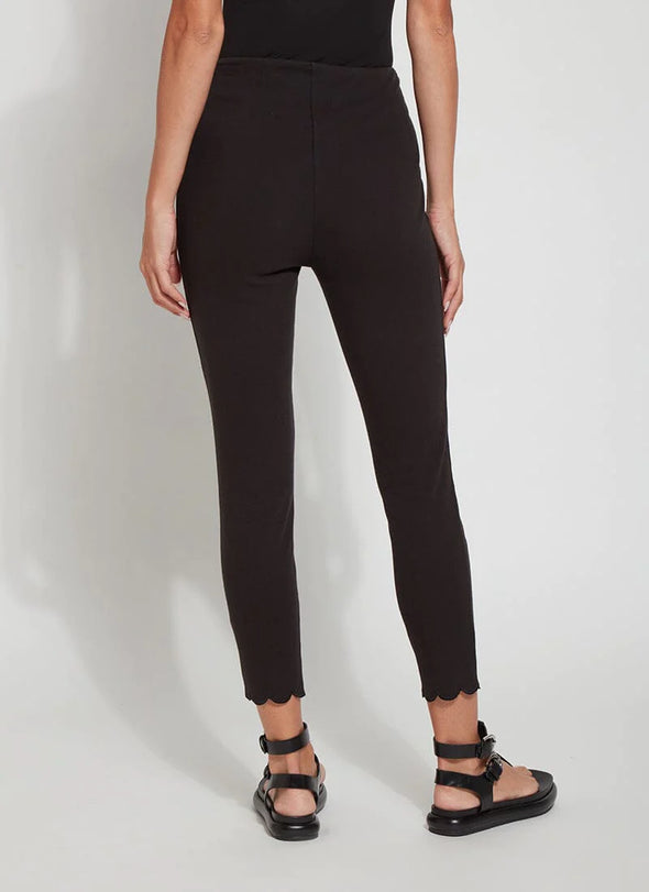 Scallop Edge Ankle Denim Legging in Black