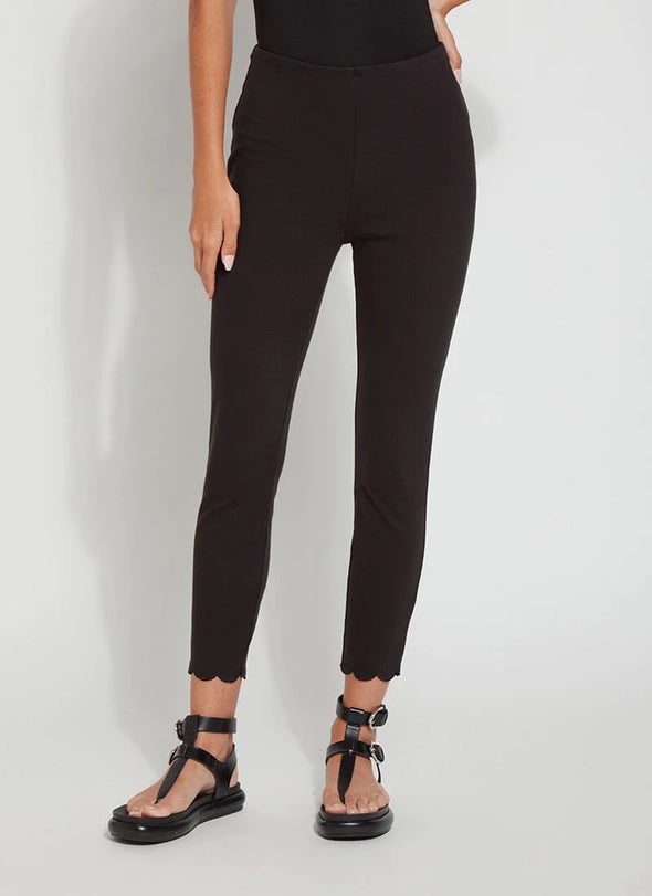 Scallop Edge Ankle Denim Legging in Black