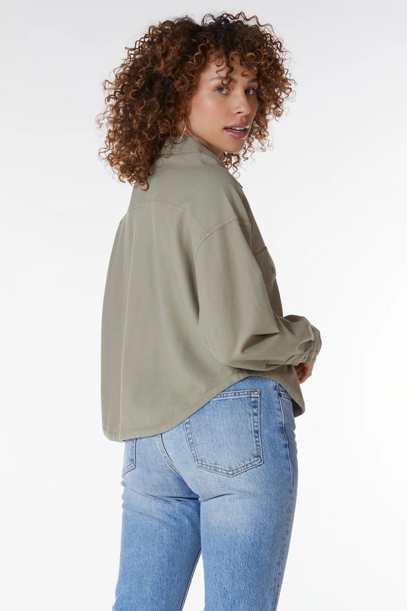 Knit Twill Shirt Jacket in Basil