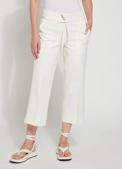 Hallie Cropped Wide Leg in Off White