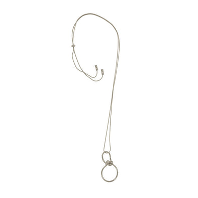 Knotted Rings Pendant Adjustable Necklace in Silver