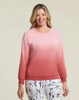 Ombre Raglan L/S Pullover in Coral