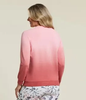 Ombre Raglan L/S Pullover in Coral