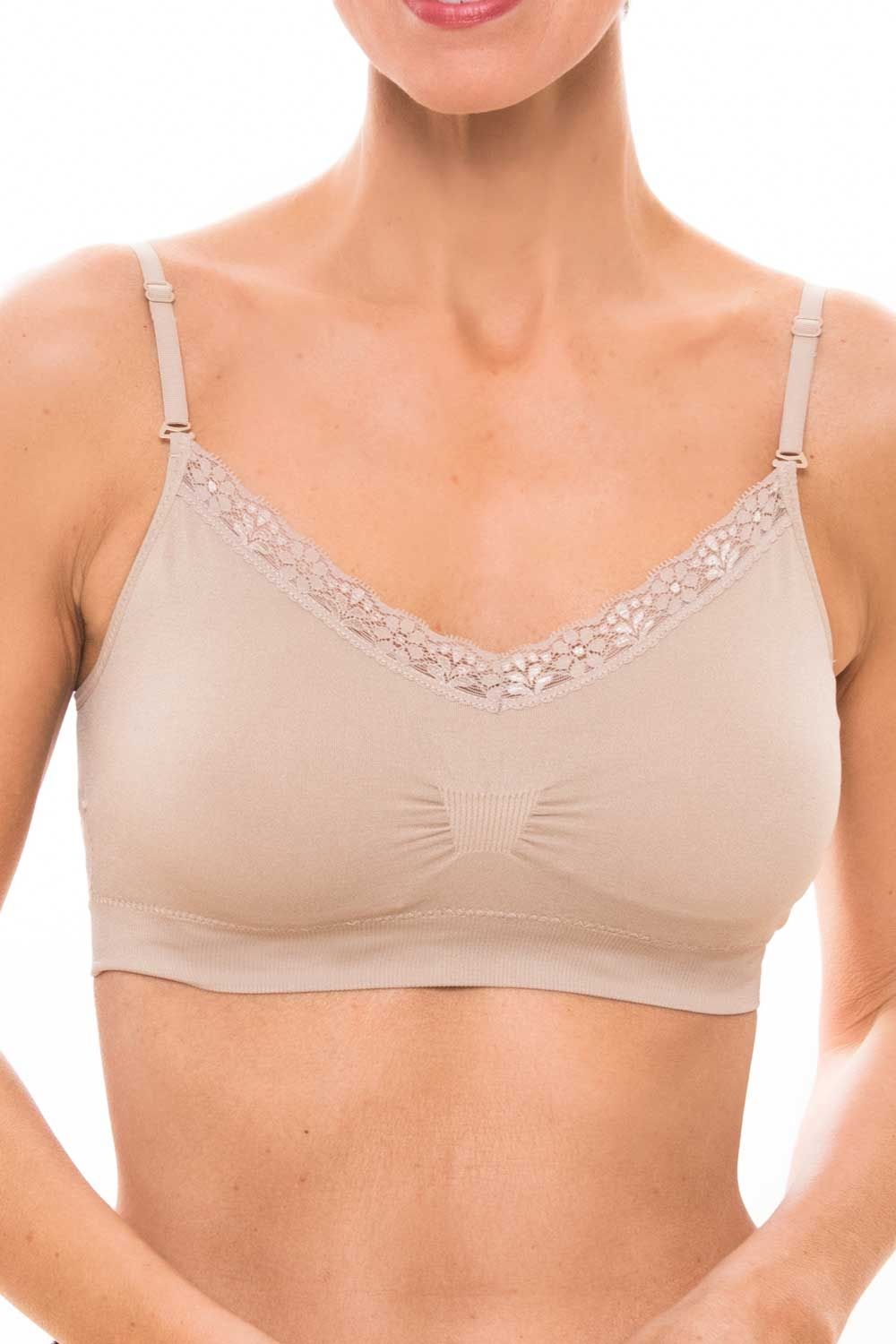 Joy Bra with Lace Trim - NUDE