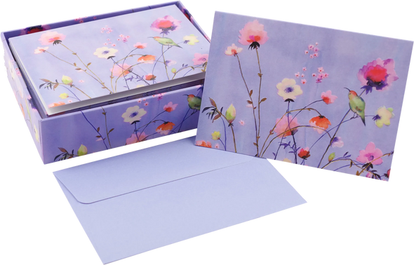 Lavender Wildflowers Note Cards Box of 14